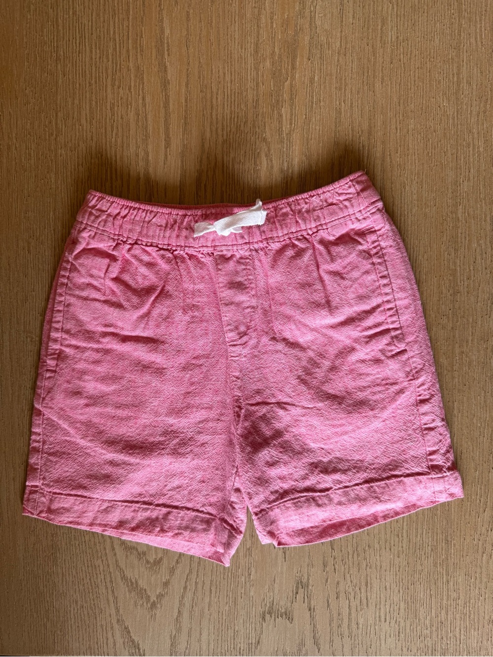 Janie and Jack Boys Sz 4 Pink Drawstring Linen-Blend Shorts